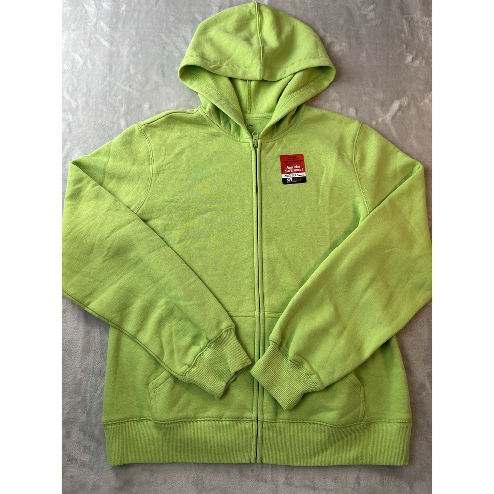 SJBactive by St. John Bay Women Medium Soft Tech Fleece Full Zip Green Hoodie